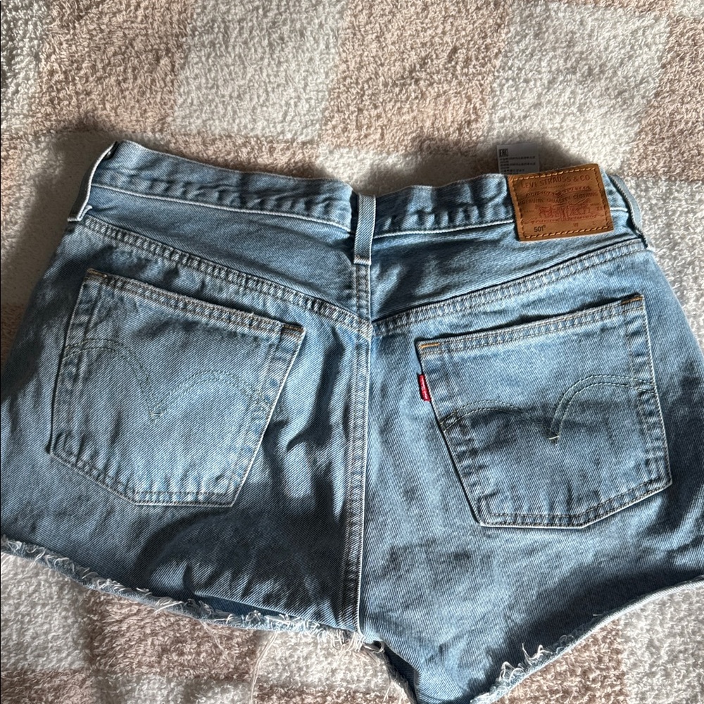 Levi's Light Blue Distressed Jean Shorts - Picture 8 of 8